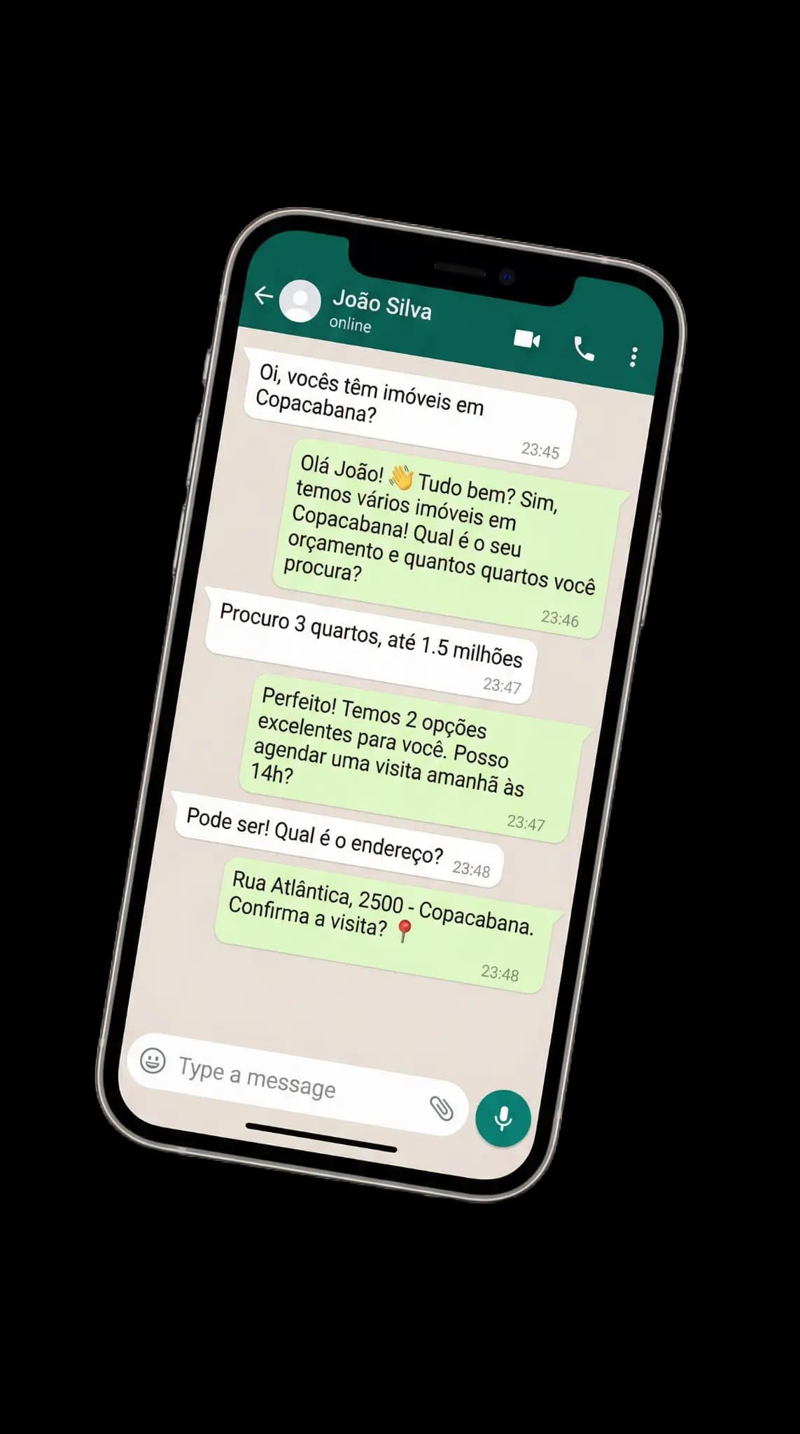 Conversa no WhatsApp com respostas da IA